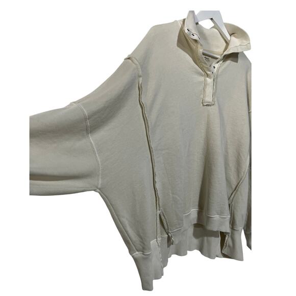 FREE PEOPLE WOMENS SIZE LARGE CAMDEN HENLEY SLOUCHY SWEATSHIRT IVORY NEW - Picture 12 of 15